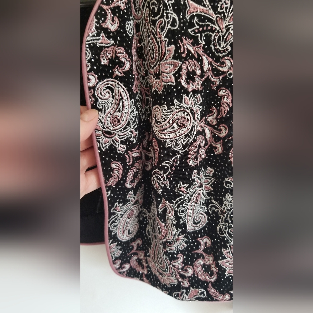 Women's Alex Evenings cropped bolero jacket Sz10P black mauve and sparkles - Picture 7 of 11